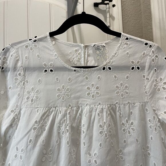 J. Crew Factory Womens Eyelet Tiered Long Sleeve Top Size XS White Keyhole - Picture 2 of 12